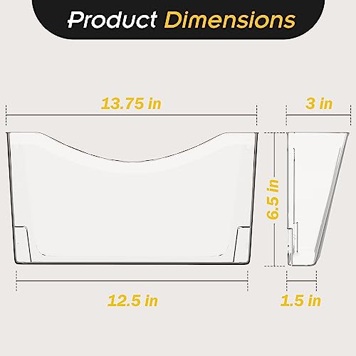 Kuntine.B 6 Pack Clear Single Pocket File Holder Hanging Wall Organizer, Wall Mount Mails Magazines Organizer for Office and Home