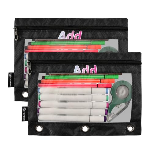Personalized Binder Pencil Pouch 3 Ring Custom DIY Name Photo Zipper Pencil Pouches Case Customized Cosmetic Bags with Clear Window Organizer for School Office, 2 Pack - color: Custom