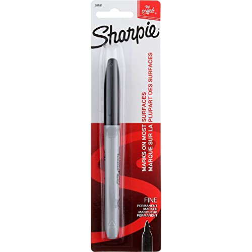 Sharpie 30101 Fine Point Permanent Marker, Marks On Paper and Plastic, Resist Fading and Water, AP Certified, Black Color, Pack of 6 - size: 6 Count (Pack of 1)