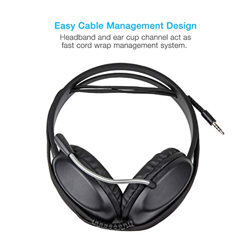 Cyber Acoustics Wired Headset with Microphone (AC-4000-80) – Noise Cancelling Headphones with Mic for PC, Tablets, Cell Phones, and Computers – Work Headset for Office, Class, or Home – 80 Pack - size: 80 Pack