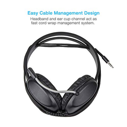 Cyber Acoustics Wired Headset with Microphone (AC-4000-80) – Noise Cancelling Headphones with Mic for PC, Tablets, Cell Phones, and Computers – Work Headset for Office, Class, or Home – 80 Pack - size: 80 Pack