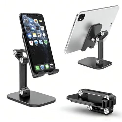 Foldable Height Adjustable Phone Tablet Stand Multi-Angle Portable Desktop Holder EVA Pad for Lazy Watching Office (White) - color: WHITE