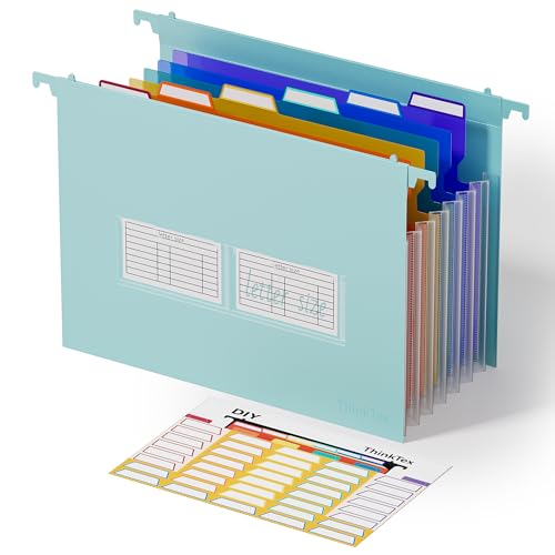 ThinkTex Plastic Expanding Hanging File Folders, 7 Innovative 1.2" Accordion Pockets, Large Capacity, Multi-Color Tabs, Letter Size for Filing Cabinet - Green - size: Letter Size, style: Letter Size 1 Pack-Green