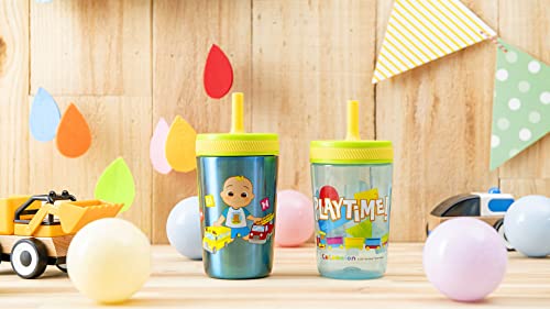 Zak Designs CoComelon Kelso Tumbler Set, Leak-Proof Screw-On Lid with Straw, Bundle for Kids Includes Plastic and Stainless Steel Cups with Bonus Sipper (3pc Set, Non-BPA) - color: CoComelon, size: 3 Piece Set (Pack of 1)
