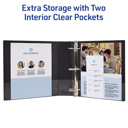 Avery Durable View 3 Ring Binder, 3 Inch Slant Rings, 635 Sheet Capacity, Black, Holds 8.5 x 11 Paper, 3.5" Wide Spine, DuraHinge for Organizing Reports & Projects (17041) - size: 3"