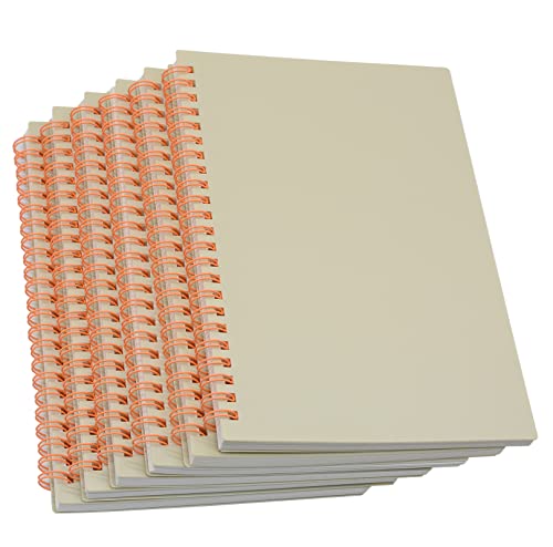 Yansanido Spiral Notebook, 6 Pcs A5 White Thick Plastic Hardcover 7mm College Ruled 80 Sheets -160 Pages Journals for Study and Notes (6 White A5) - size: 6 White A5