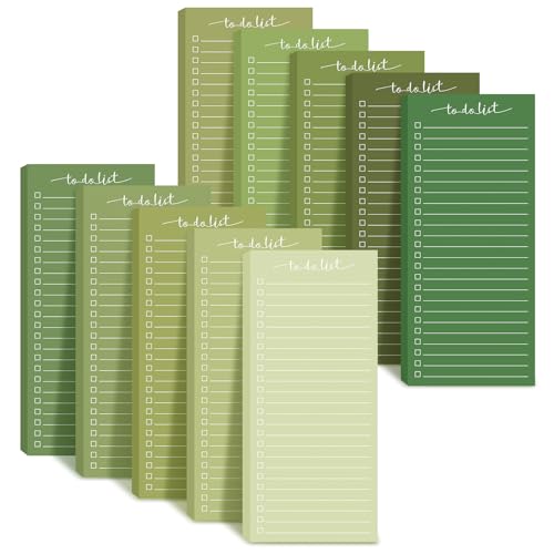 Censen 10 Pack 500 Sheets to Do List Notes Daily Checklist Notepad with 50 Sheets Undated Memo Pad Color Block Shopping List Weekly Plan Notepad Organizer Planners(Gradient Green,Lined) - color: Gradient green, style: Lined