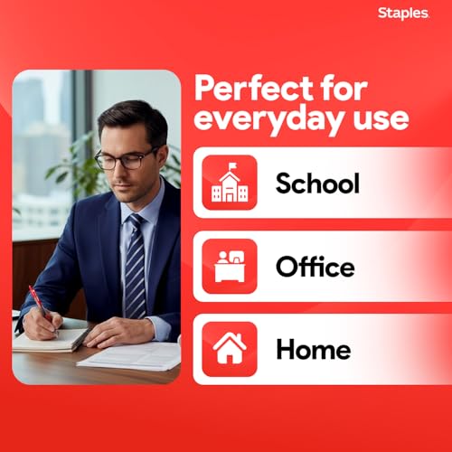 STAPLES Retractable Gel Pens, Fine Point, Red Ink, 12 Pack – Smooth Writing, Quick‑Dry Pens for Notes, Editing & Office Use - color: Red, size: 12 Pack, style: Fine Point