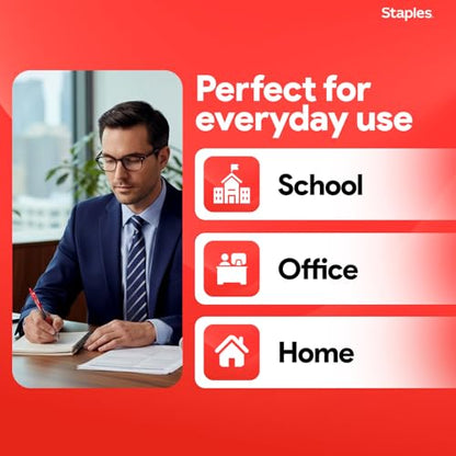 STAPLES Retractable Gel Pens, Fine Point, Red Ink, 12 Pack – Smooth Writing, Quick‑Dry Pens for Notes, Editing & Office Use - color: Red, size: 12 Pack, style: Fine Point