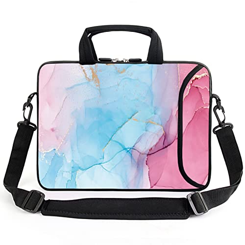 AMARY 13" 13.3" laptop sleeve chromebook case adjustable shoulder strap with handle accessory pocket (Marble) - color: Marble