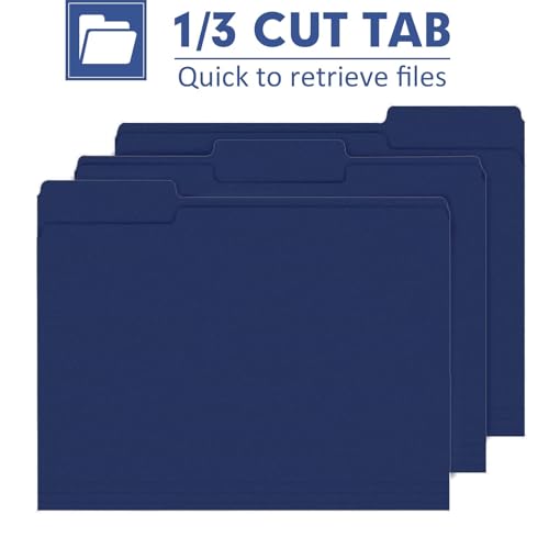 File Folder, PANDRI 120 Pack File Folder, 1/3 Cut Tab, Letter Size, Filing Folder for Office School Business, Dark Blue - color: Dark Blue