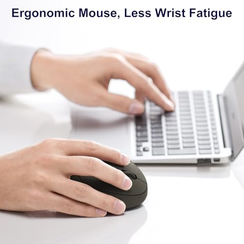 SANWA 2.4G Wireless Ergonomic Mouse, Optical Vertical Ergo Mice for Small Hands, Reduce Wrist Strain, 800/1200/1600 DPI, 5 Buttons, Compatible with MacBook, Laptop, Windows, Mac OS, Black - color: Black