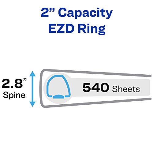 Avery Heavy Duty View 3 Ring Binder, 2" One Touch EZD Ring, 6 Navy Blue Binders (79802) - color: Navy Blue, size: 2"