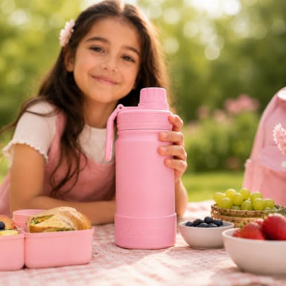 CHILLOUT LIFE 12oz Kids Insulated Stainless Steel Water Bottle with Leak Proof Spout Lid & 144 Stickers - color: Blush Pink, style: 12 oz