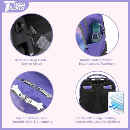 NEW TILAMI 18 inch Rolling Backpack Boys & Girls for School – Durable, Waterproof, Adjustable Handle, Ideal for Travel & Daily Use, Purple Sky - color: Purple Sky