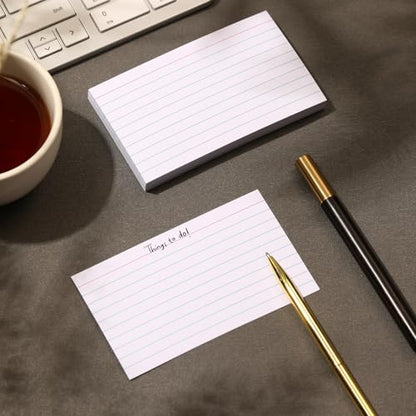 Extra Heavyweight 3x5 Inch Ruled Index Cards, Made of 92lb Weight Thick Paper Ruled Notecards, Double Sided Thick Flash Cards for Note-Taking, Studying, Ideal for School, Home and Office - 400 Count - style: 3X5IN - 400Count
