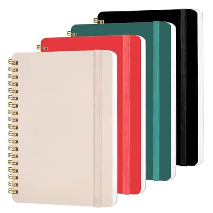4 PCS 5x7 Spiral Notebook, Spiral Journal Notebook, 5x7 Notebooks for Work, Note Taking, School, Small Notebooks with Strap, Cute Notebooks for Women 50 Sheets