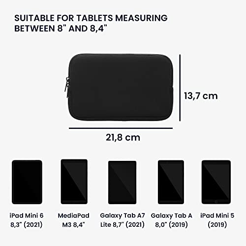 kwmobile Neoprene Pouch Compatible with 8"-8,4" Tablet - Universal Sleeve Case Cover with Zipper for Tablet - Black - color: black, size: 8"-8,4" Tablet