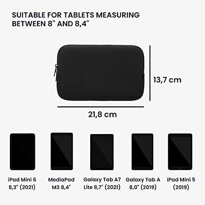 kwmobile Neoprene Pouch Compatible with 8"-8,4" Tablet - Universal Sleeve Case Cover with Zipper for Tablet - Black - color: black, size: 8"-8,4" Tablet
