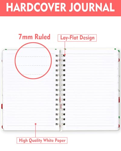 Spiral Journal Notebook for Women, Hardcover A5 College Ruled Notebook, 60 Sheet, Thick Paper, Cute Lined Journal for School, Office & Work, 6 x 8.4 in(Cute Cherry) - color: Cute Cherry