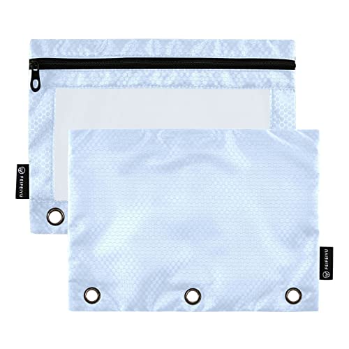 Binder Pouches,Light Steel Blue Pencil Pouch for 3 Ring Binder 2 Pack Clear Pencil Bag with Zipper for Office School Supplies - color: Light Steel Blue