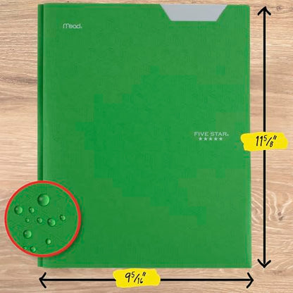 Five Star 2-Pocket Folder, Plastic Folder with Stay-Put Tabs and Prong Fasteners, Holds 8-1/2" x 11" Paper, Forest Green (72111) - color: Green, size: 1 Count (Pack of 1)