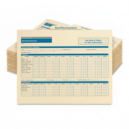 ComplyRight Benefits/Insurance Folder, Landscape, Pack of 25 | 9-1/2" x 11-3/4", Document Filing Folder for Businesses, HR Employee Management Documentation Office Supplies - style: Benefits/Insurance