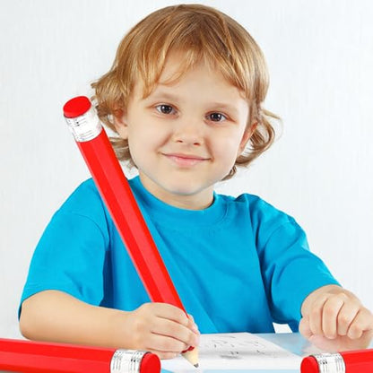 16 Inch Wooden Large Jumbo Pencils Giant Big Funny Wood Pencil with Cap and Eraser Fun Novelty Gifts for Kids School Kindergarten Home Office Prop Supplies(Red) - color: Red