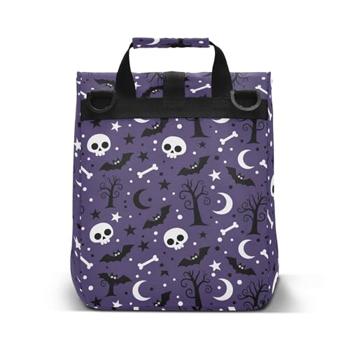 MNSRUU Insulated Lunch Bags Women Men Aldults, Halloween Black Bats Night Sky with Stars Portable Reusable Thermal Meal Tote Cooler Bag Organizer, Adjustable Shoulder Strap, Handle - color: Halloween Theme 080
