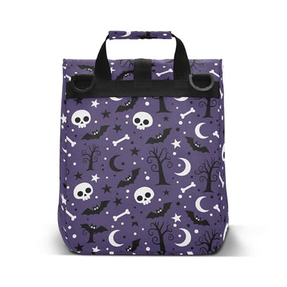 MNSRUU Insulated Lunch Bags Women Men Aldults, Halloween Black Bats Night Sky with Stars Portable Reusable Thermal Meal Tote Cooler Bag Organizer, Adjustable Shoulder Strap, Handle - color: Halloween Theme 080