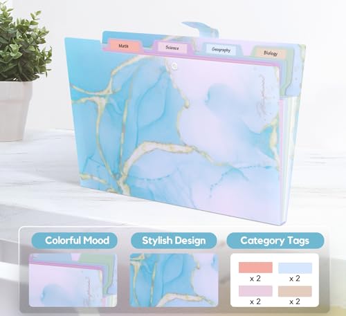 Forest Series Expanding File Folder Stylish Funky Cute Retro Document Organizer with Natural Scenes for Students,Teachers & Freelancers - Cyan Lake - color: Nature/Cyan Lake