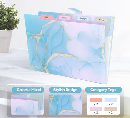 Forest Series Expanding File Folder Stylish Funky Cute Retro Document Organizer with Natural Scenes for Students,Teachers & Freelancers - Cyan Lake - color: Nature/Cyan Lake