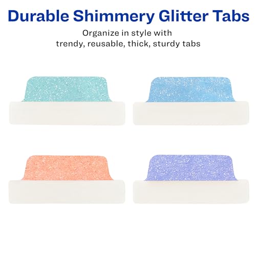 Avery Margin Ultra Tabs, 2.5" x 1", Pastel Sparkle Shimmer Designs, 16 Repositionable Page Tabs (74150)