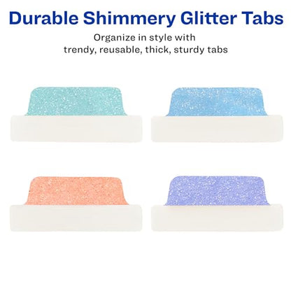 Avery Margin Ultra Tabs, 2.5" x 1", Pastel Sparkle Shimmer Designs, 16 Repositionable Page Tabs (74150)