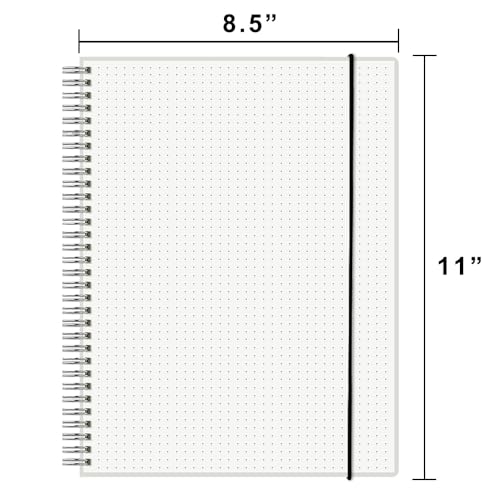 A4 Large Bullet Dotted Spiral Notebooks 8.5" x 11" with 120GSM Thick Paper, Elastic Band and Transparent Cover - 3 Pack Dot Grid Math Notepads for Journaling, Planning (Dotted, A4) - style: Dotted