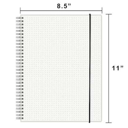 A4 Large Bullet Dotted Spiral Notebooks 8.5" x 11" with 120GSM Thick Paper, Elastic Band and Transparent Cover - 3 Pack Dot Grid Math Notepads for Journaling, Planning (Dotted, A4) - style: Dotted
