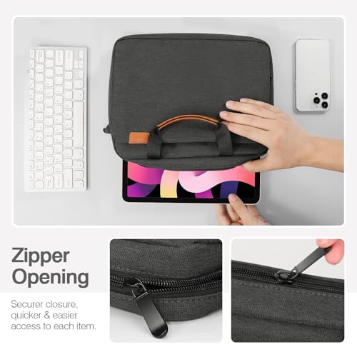 MoKo 9-11 Inch Tablet Sleeve Case, Protective Handle Shoulder Bag | Fits iPad Air 11-inch M4, iPad Pro 11-inch M5/M4, iPad A16, iPad 10th/Air 5/4th 10.9-inch and Tab S8/S9, Black & Gray - color: Black & Gray, size: 9-11 Inch