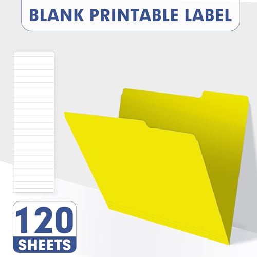 File Folder, PANDRI 120 Pack File Folder, 1/3 Cut Tab, Letter Size, Filing Folder for Office School Business, Yellow - color: Yellow