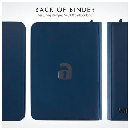 Vault X 9 Pocket Zip Trading Card Binder 360 Cards Exo-Tec (Blue) | Holds 360 standard-size TCG cards in 20 side-loading 9-pocket pages. Padded, water-resistant Exo-Tec cover. - color: Blue, size: 6.8cm x 9.7cm