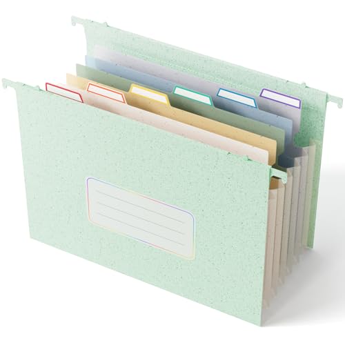 Wheat Straw Expanding Hanging File Folders, File Organizer, 1.2" Accordion Pockets, Large Capacity, Letter Size for Filing Cabinet, 100% BPA Free, Return to Nature, Healthy Living-Mint Green - color: Mint Green, style: 1 pack