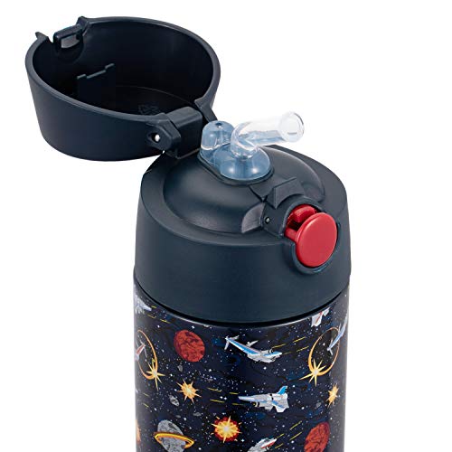 Snug Insulated Kids Water Bottle with Straw & Spout – Double-Wall Stainless Steel, Leakproof, Easy-Flip Lid – For School, Travel, Toddlers & Big Kids - Space Wars, 12oz - color: Space, size: 11.8 Ounces