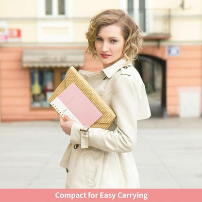 Spiral Notebook-5.75" x 8.125" College Ruled Journal with Inner Pockets and 160 Pages,PU Leather Cover Business Journal, Twin-Wire Binding Notebook Perfect for Office & Home School Supplies Light Pink - color: 007-Light Pink-1pack, size: A5-160 pages