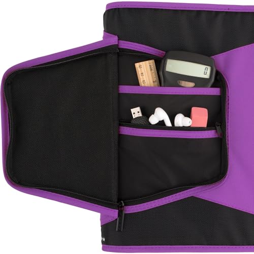 Five Star Zipper Binder, 1-1/2 Inch 3-Ring Binder for School, 3 Pocket Expanding File, 500 Sheet Capacity, Purple (72532)