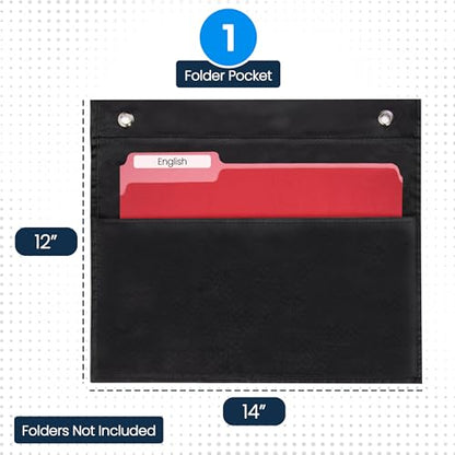 Essex Wares - 1 Pocket File Pocket Chart, Black - Versatile Wall Hanging File Folder Organizer for Classroom, Office, Home, and More - Wall Folder Organizer - Single Pocket - size: 1 Pocket