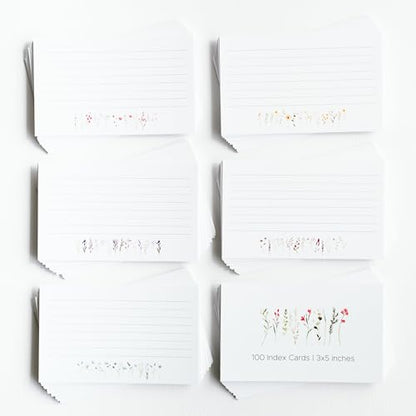 Wild Flower Index Cards by Pure Print and Design | Floral Flash Cards Perfect For Study Sessions & Learning | 100 Cards of Premium Quality with 5 Different Designs | Wild Flower | 3x5 inches - color: Wild Flower
