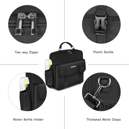 3 Ring Zipper Binder 500-Sheet Zipper Binder Adjustable Shoulder Strap & Handle for 14 Inch Laptop for School and Office (Black)