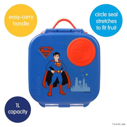 b.box Superman Mini Lunch Box Kids | 4.25 Cup Leak Proof Bento Box for Kids Ages 3+ | 3 Compartment Snack Containers, School Lunch Container, Dishwasher Safe, BPA-Free, PFAS-Free - color: Superman, size: 1-pack