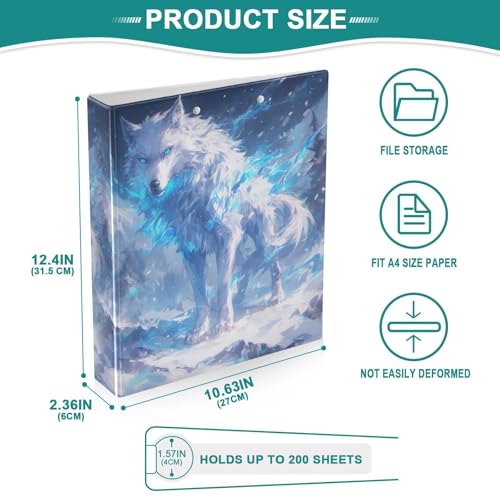 Wolf 3-Ring Binder,1.5 Inch D-Ring Organizer Folder Clipboard Binder for Work Office School - color: Coloe4
