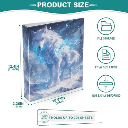 Wolf 3-Ring Binder,1.5 Inch D-Ring Organizer Folder Clipboard Binder for Work Office School - color: Coloe4
