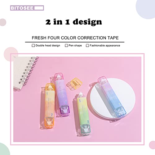 2 in 1 Correction Tape and Double Sided Tape Roller, Cute Quick Dry Japan Correction Tape, with Permanent Scrapbook Adhesive Tape Dispenser, for School Office Supplies(SH-C) - style: BP-03
